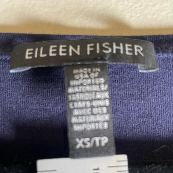 Eileen Fisher Viscose Blue V-Neck Pull Over Dress Sz XS Minimalist 3/4 Sleeves - Picture 5 of 9